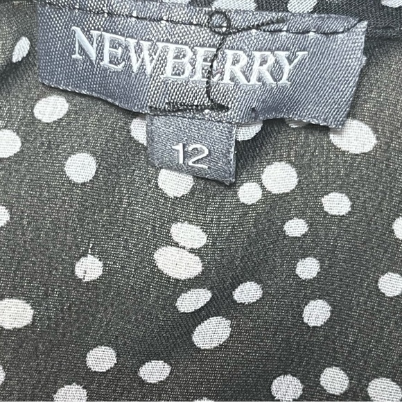 newberry sheer top butterfly circular sleeves black white polka dots size 12 - Picture 5 of 10